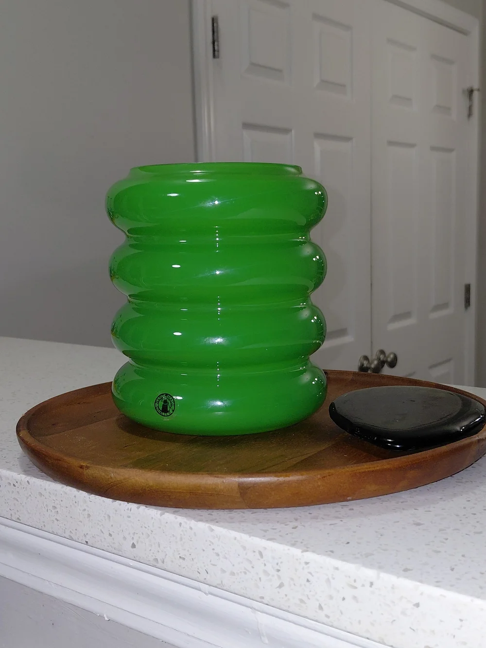 IKEA Green Ribbed  Vintage Limited Edition IKEA Solstrale Green Glass Vase